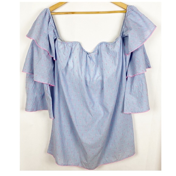 Lovers + Friends Ronita Dress in Blue Pink Dot Size Large - Picture 3 of 8